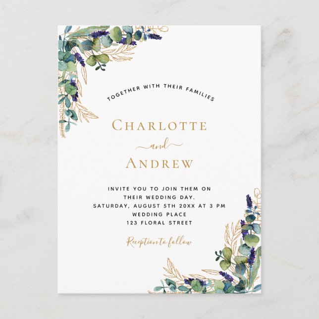 Carte Postale Eucalyptus verdure élégante mariage moderne (Devant)