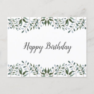 Carte Postale Eucalyptus Verdure Floral Joyeux Anniversaire