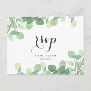 Carte Postale Eucalyptus Verdure Moderne Script Mariage RSVP