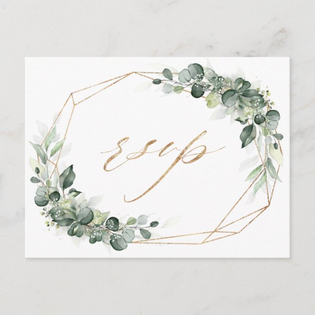 Carte Postale Eucalyptus Verdure Rustique Mariage géométrique RS (Devant)