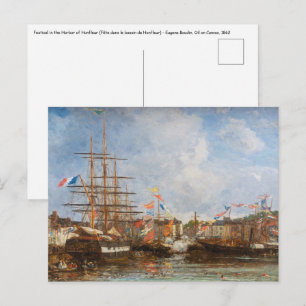 Carte Postale Eugene Boudin - Festival dans le port de Honfleur