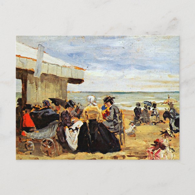 Carte Postale Eugene Boudin : Une Scène De Plage (Devant)