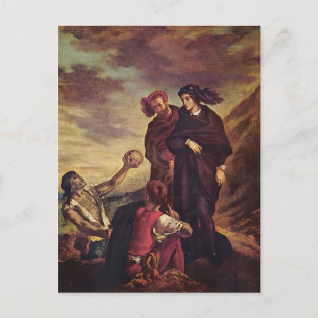Carte Postale Eugene Delacroix - Hamlet et Horatio au cimetière (Devant)