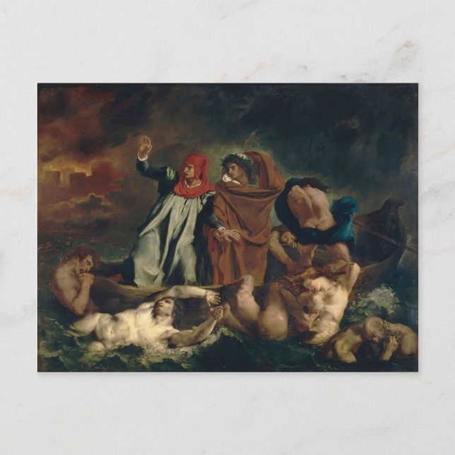 Carte Postale Eugene Delacroix - Le barque de Dante (Devant)