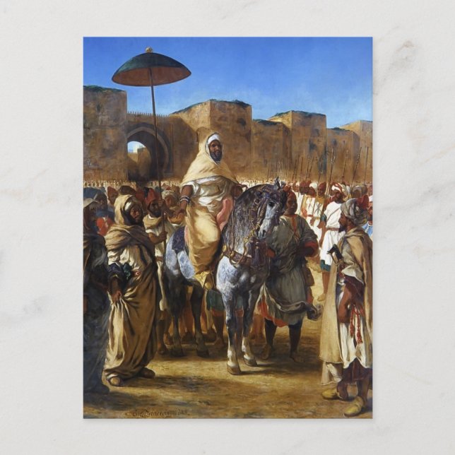 Carte Postale Eugene Delacroix - Le Sultan du Maroc quitte (Devant)