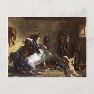 Carte Postale Eugene Delacroix - Les Chevaux arabes combattent d