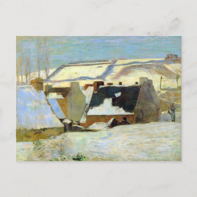 Carte Postale Eugène Henri Paul Gauguin - Village breton à neige (Devant)