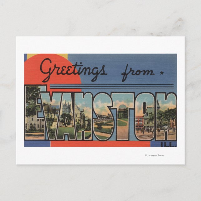 Carte Postale Evanston, Illinois - Scènes de grandes lettres (Devant)
