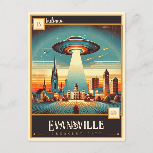 Carte Postale Evansville, Indiana | VINTAGE (Devant)
