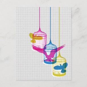 Carte Postale Évasion de la cage d'oiseaux