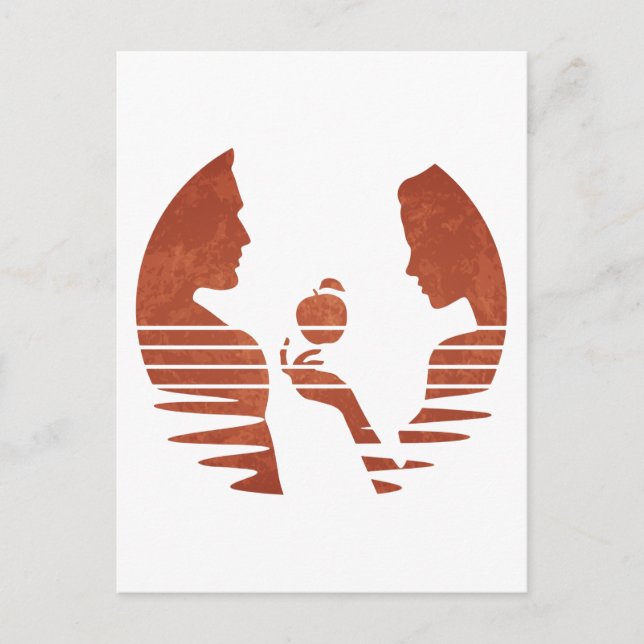 Carte Postale Eve Met Une Pomme À Adam, Grunge Version 3/3 (Devant)