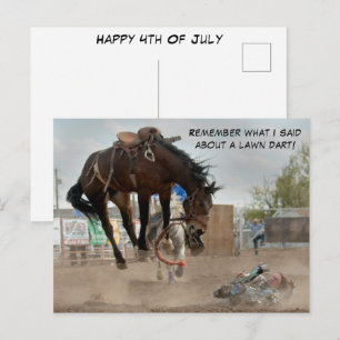 Carte Postale Événement de rodéo amusant et heureux de selle de 