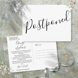 Carte Postale Événement Reporté Script Minimaliste Moderne
