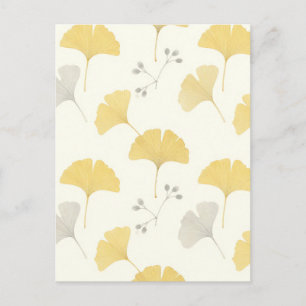 Carte Postale Éventail de feuilles de Ginkgo jaune en répétition