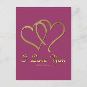 Carte Postale Eventré Gold Hearts i Love You