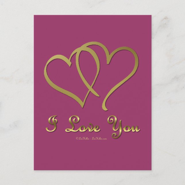 Carte Postale Eventré Gold Hearts i Love You (Devant)