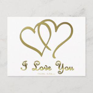 Carte Postale Eventré Gold Hearts i Love You