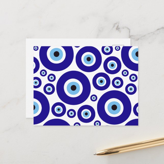 Carte Postale Evil Eye Pattern, Greek Eye, Turkish Eye, Nazar (Devant/Arrière en situation)