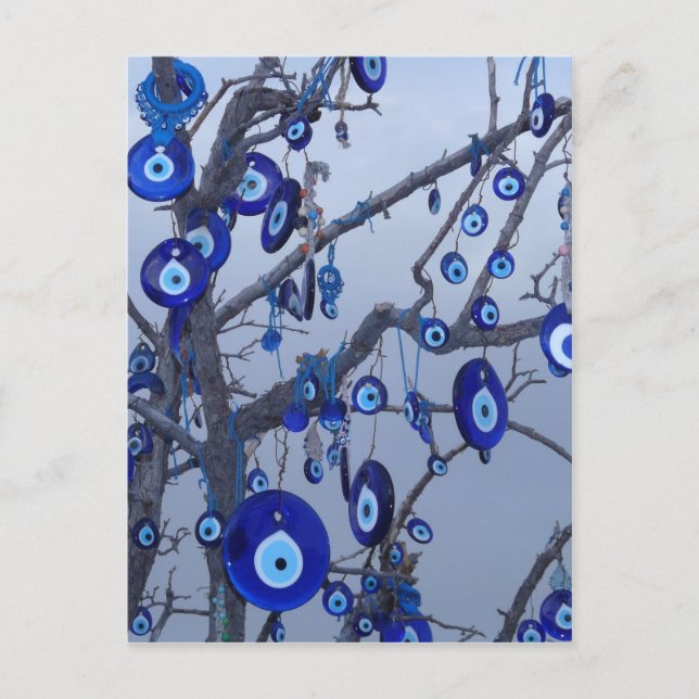 Carte Postale Evil Eye Tree, Blue Nazar Amulet accessoires de ch (Devant)