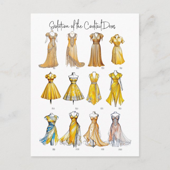 Carte Postale Évolution de la robe de Cocktail (Devant)