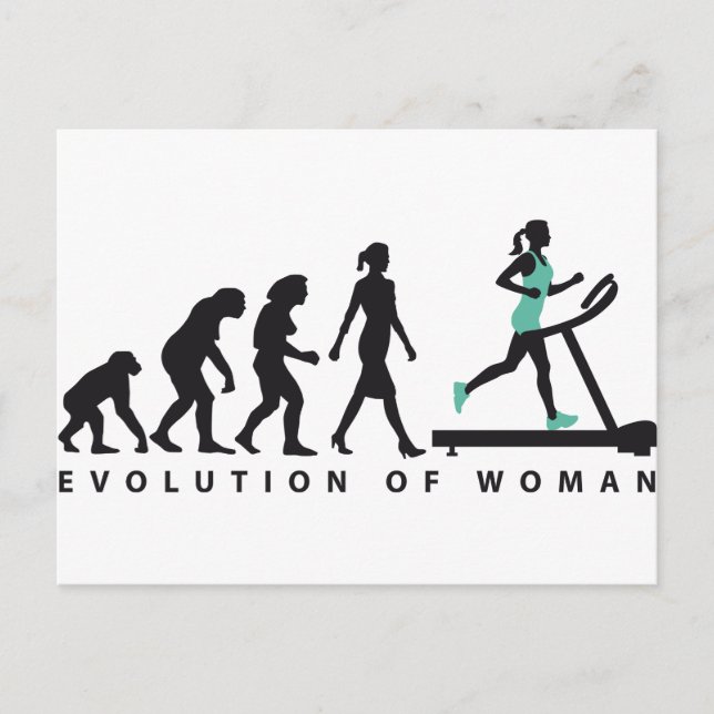 Carte Postale évolution du jogging féminin sur un tapis roulant (Devant)