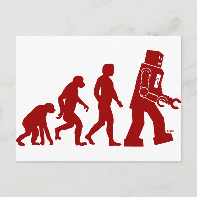 Carte Postale Évolution robotique - de l'homme aux robots (Devant)