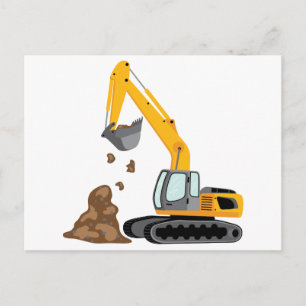 Carte Postale Excavateur jaune