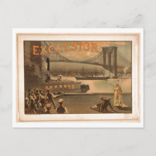 Carte Postale Excelsior 1883 Brooklyn Bridge New York City c1883