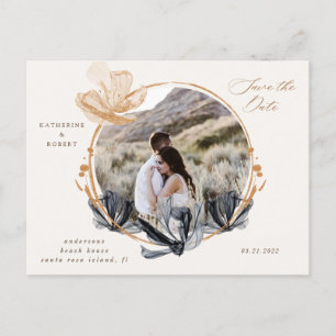 Carte Postale Exclusive Black Gold Floral Enregistrer La Date
