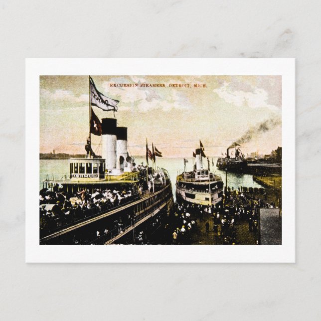Carte Postale Excursion Steamers, Detroit, Michigan (Devant)