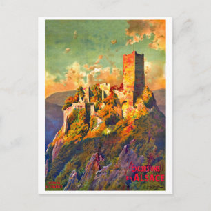 Carte Postale Excursions en Alsace, France, voyage vintage