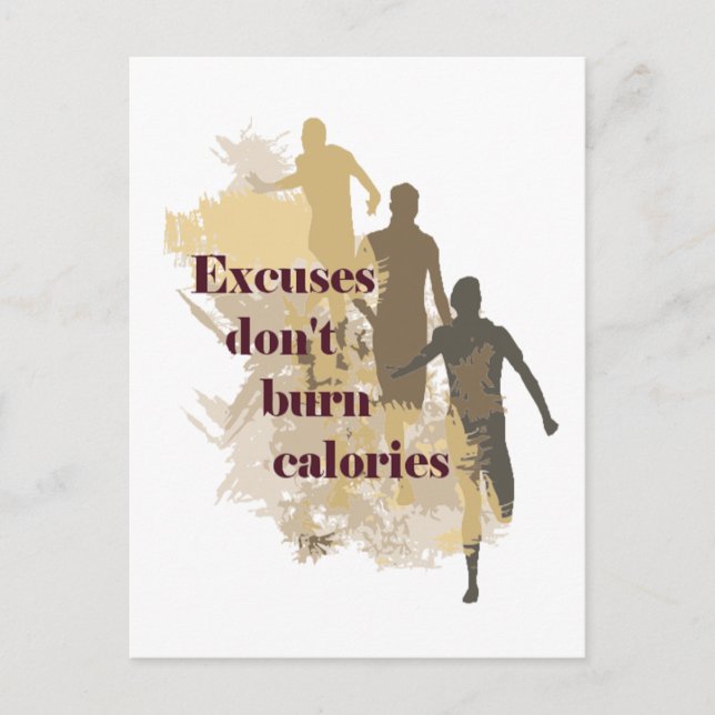 Carte Postale Excuses Calories Citation de fitness inspirationne (Devant)