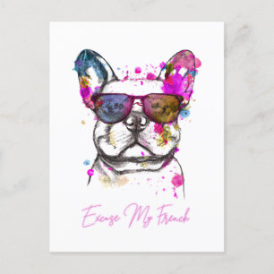 Carte Postale Excusez Mon Français Funny French Bulldog
