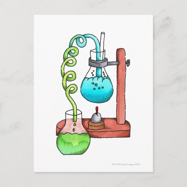 Carte Postale Expérience en chimie (Devant)