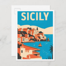 Explore Sicily Italy Vintage Travel Illustration