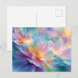 Carte Postale Explosion florale cosmique abstraite en pastel