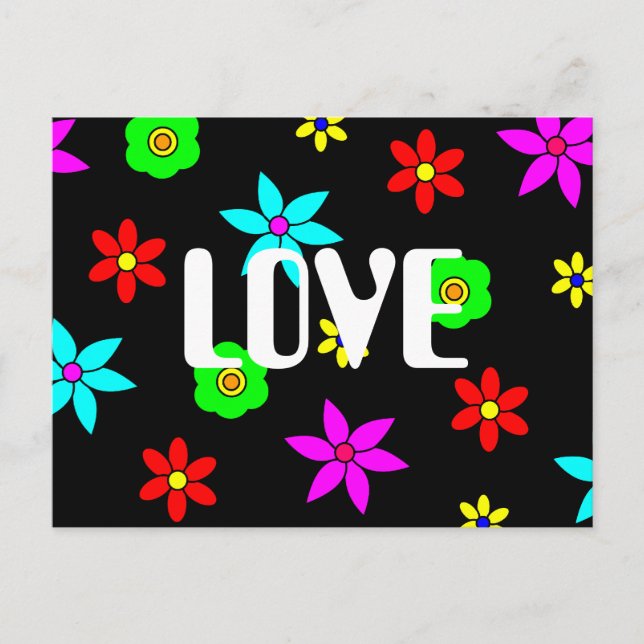 Carte Postale Explosion funky Flower Love (Devant)
