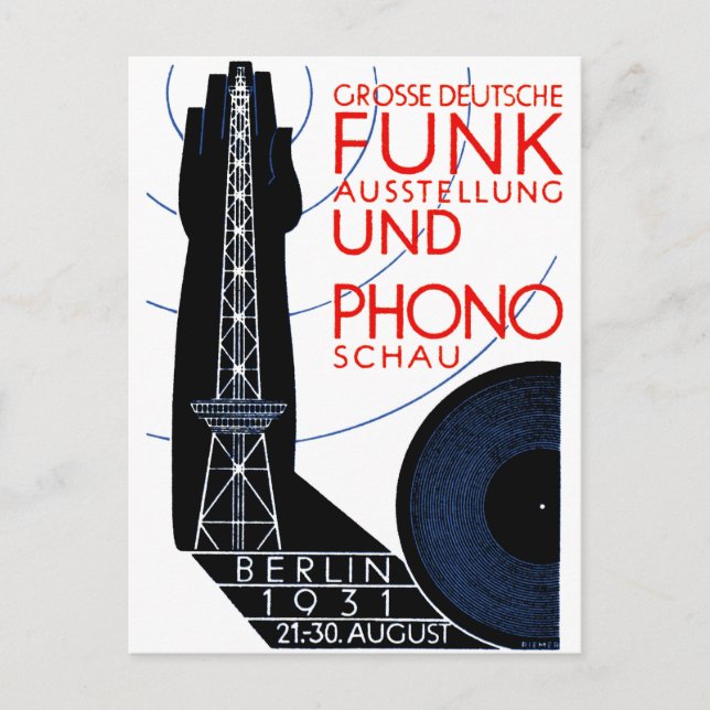 Carte Postale Exposition allemande de radio et de musique 1931 (Devant)