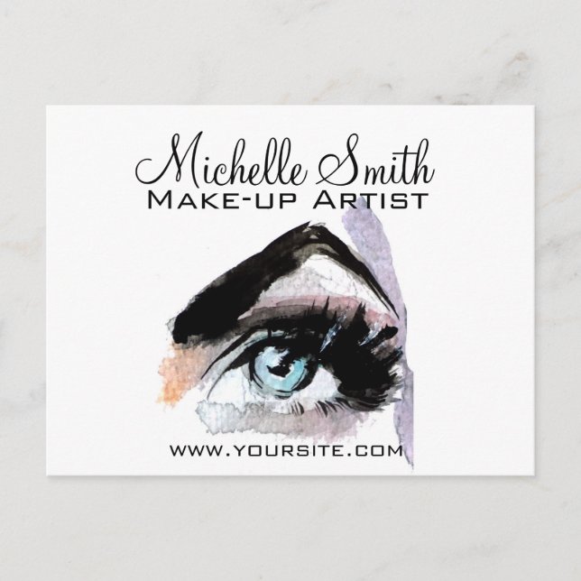 Carte Postale Extension de cils avec maquillage à l'aquarelle po (Devant)