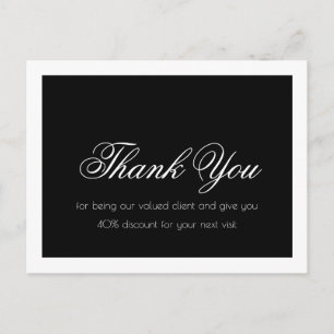 Carte Postale Extensions de Cils Simple Bordure Noir Blanc Merci