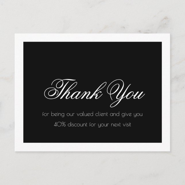 Carte Postale Extensions Lash Simple Bordure Noir Blanc Merci (Devant)