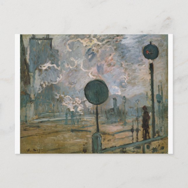 Carte Postale Extérieur de la gare Saint-Lazare (1877) (Devant)