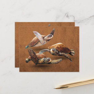 Carte Postale Extinction d'animaux de tortues marines Sauvez les