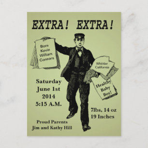 Carte Postale Extra ! Extra ! Le journal vintage Annouement pour