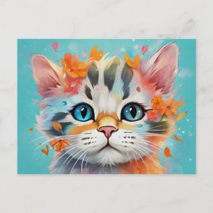 Carte Postale Extrême cute Watercolor Cat # 1
