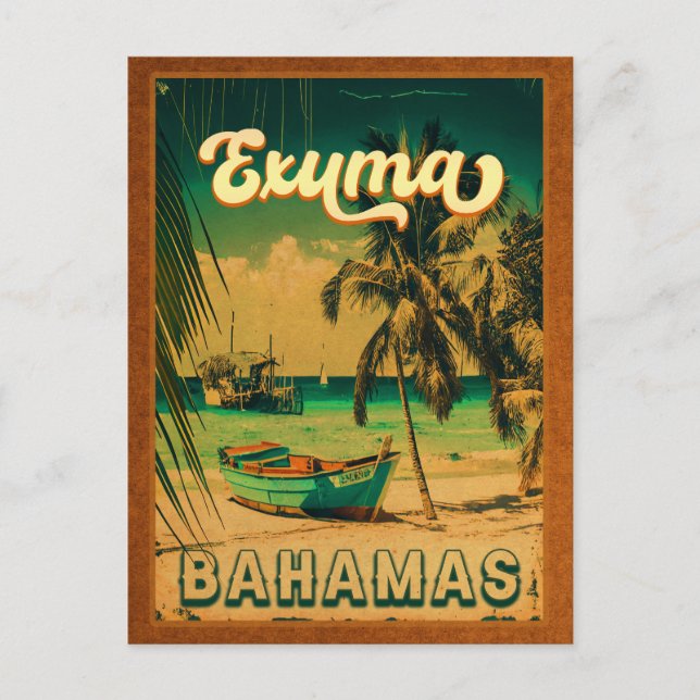 Carte Postale Exuma Bahamas - Plage Vintage Rétro Souvenirs (Devant)