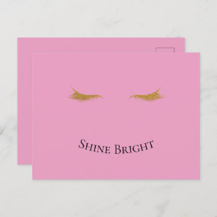 Carte Postale Eyelashes de Parties scintillant de Glam en or ros