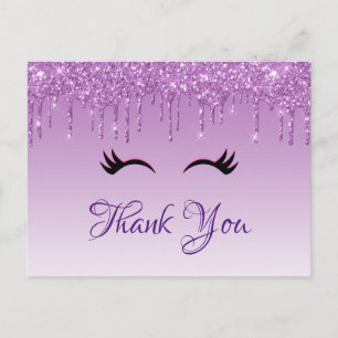 Carte Postale Eyelashes Noir élégant et Merci de Parties scintil
