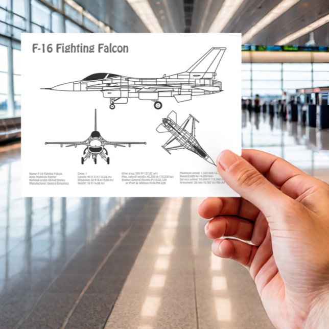Carte Postale F-16 Faucon de combat - Plan directeur de l'avion  (Créateur téléchargé)