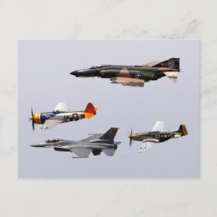 Carte Postale F-4 Phantom, P-47 Thunderbolt, F-16 Fighting Falco